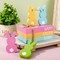 7Pcs Easter Wooden Tiered Tray Decor Pastel Happy Easter Bunny Faux Stacked Books Rabbit Table Centerpiece Block Signs for Spring Party Farmhouse Home Kitchen